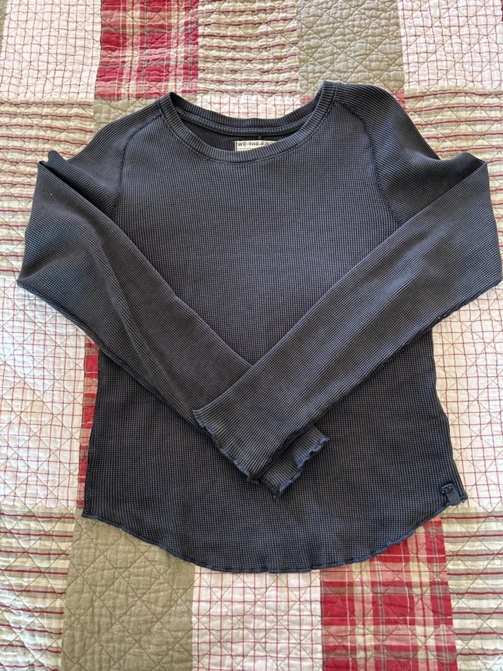 We The Free Dark Charcoal Ribbed Crewneck Top